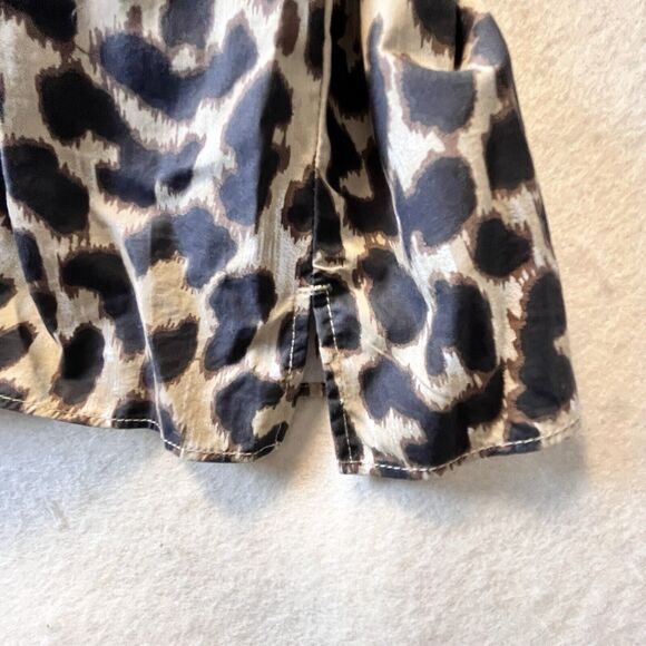 J. Crew Women Leopard Print Puff Ruffle Long Sleeve Top Blouse Sz Med Mob Wife - Picture 10 of 14